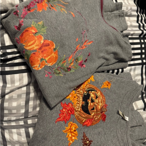 Set of 2 Fall /Halloween Women’s Long Sleeve Tees. XL. Festive! Comfy! - Picture 2 of 8